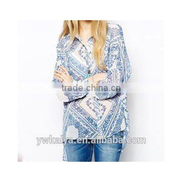 100% cotton artsy chick turkey pattern women blouse