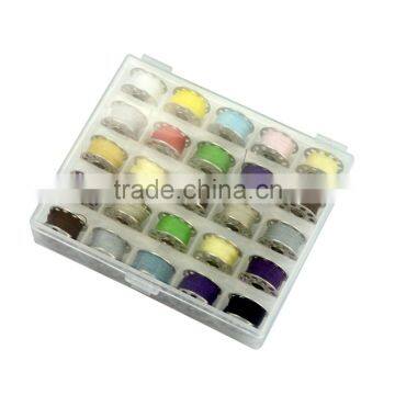 25 Color MixPolyester Threads With Metal Bobbins Spool One Transparent Plastic Box For Old Domestic Sewing Machine Tools photo-2