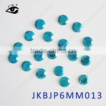 Hot fix Rhinestud Octagon 6MM Peacock blue color studs for clothing