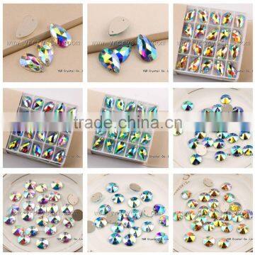 Teardrop Sew on Crystal ab Flat Back Sew on Rhinestones Beads photo-6