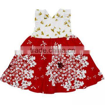 CH00284YIWU BOYA Cotton milk silk ruffle dress kids clothes brambleberry prints wearing boutique dresses