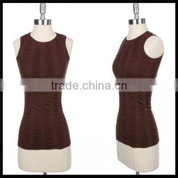 Women's Seamless Sleeveless Ruched Tank Top Stretch Spandex Regular Back brown color