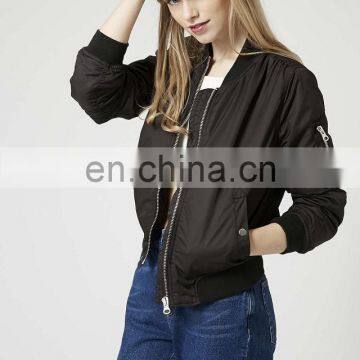 New design Women's Bomer Jacket Nylon Jacket flight Jacket with zipper and Pocket