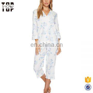 Chinese woman clothing manufacturers all over print 100 cotton pajamas sleepwear