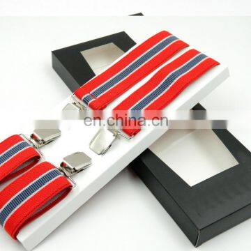 2017 Yiwu Longkang customized striped polyester ribbon high-end durable clips suspenders