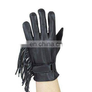 HMB-2082A LEATHER WOMEN GLOVES MOTORCYCLE FRINGES STYLE