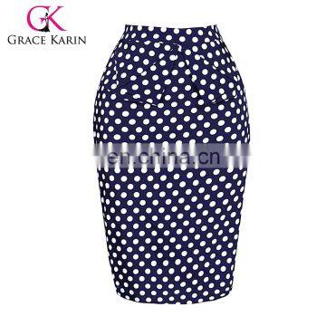 Grace Karin Occident Sexy Women Short Hips Wrapped Retro Cotton Polka Dots Vintage Skirt CL008928-2