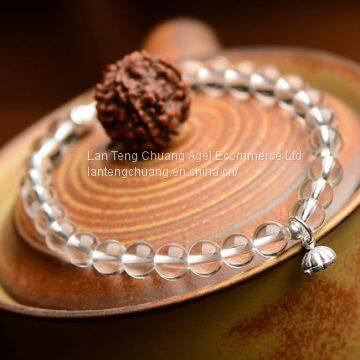 Natural white crystal bracelet 6mm crystal beads bracelets single ring South Korea fashion women