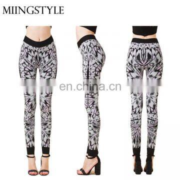 bodycon floral print elastic leggings hot sale lady low waist bandage pants for women