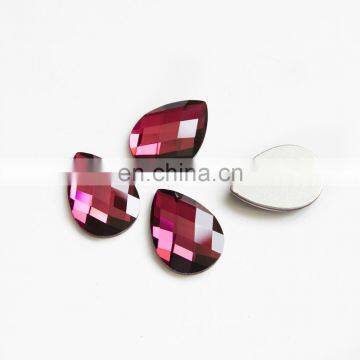 Drop shape chess cut flat back glass stones silver foiled for jewelry making