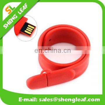 Red Silicone Slap Band 8GB USB Flash Drive wristband