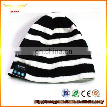 winter type knit striped beanie hat