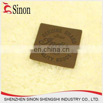 OEM high quality washable square woven label leather for jeans