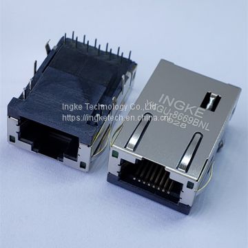 INGKE YKGU-8669BNL Direct Substitute L8BE-1G1T-BFH 1 Port 1000 Base-T Through Hole Magnetic RJ45 Connectors