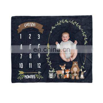 Wholesale Coral Fleece Photo Prop Baby Monthly Growth Milestone Blankets photo-4