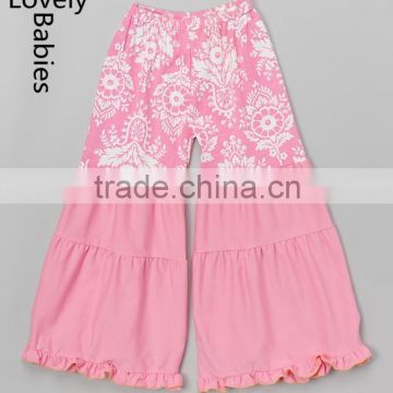 Wholesale baby clothes latest girls cotton floral printed ruffle pants