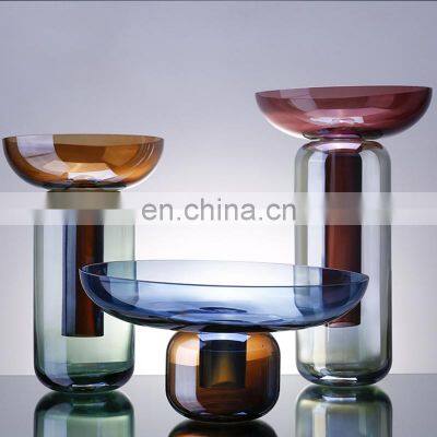 Wedding Glass Compote Fruit Bowl Decorative  Dry Fruit Plate Tray Decoration for home accessories