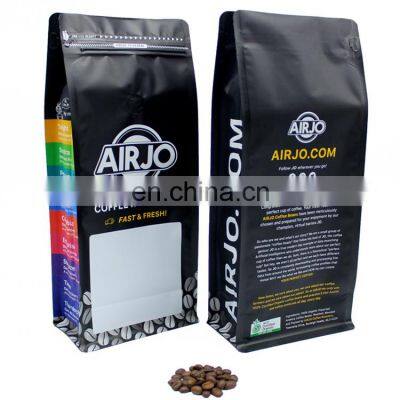 Factory Wholesale Reusable Storage Eco Friendly Packaging Coffee Beans Bags With Zipper Valve And Window