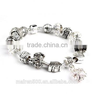 White european bead charm bracelet snake chain bracelet jewelry