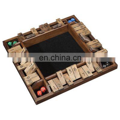 12-14 inch 4 Player Shut The Box Dice Game Wooden Board Table Math Game Toys for Children