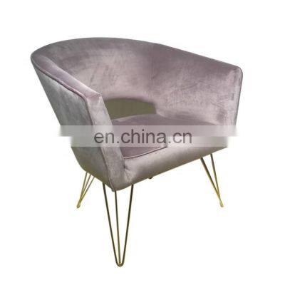 Hot sale Nordic style comfortable metal legs gold grey hotel furniture leisure velvet dining metal chairs