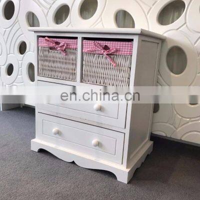 White Chest Drawers Storage Unit Wicker Baskets Pink Girls Furniture Shabby Chic photo-4