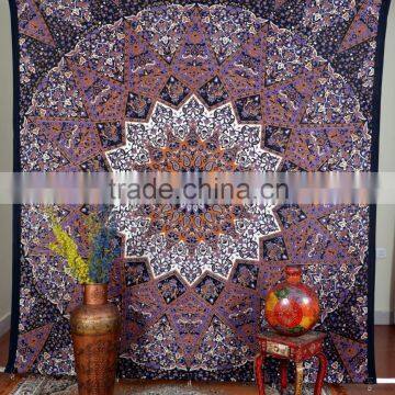 Indian Tapestry Cotton Mandala Star Print Purple Vintage Wall Hanging Tapestries Throw Bedsheet