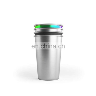 Stainless Steel Pint Cups, Stackable Stainless Steel Cups, Drop-Resistant Single-Walled Metal Cups