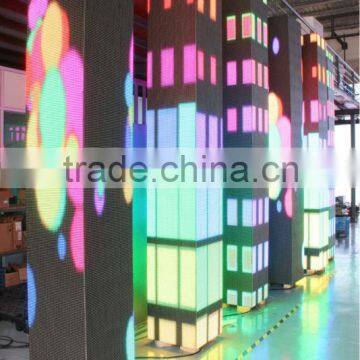 square pillar p10 indoor KTV hotel stage back full color LED square video screen