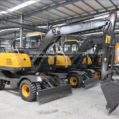 New 360 degree digger machine wheel excavator with rotate grapple break hammer price