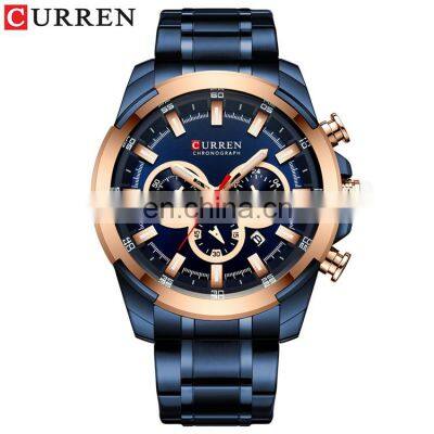 CURREN 8361 Classic 24 Hours Chronograph Stainless Steel Back Watch Japan Quartz Cool Watches For Men
