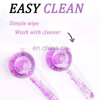 Beauty Care Rose Gold Glitters Facial Ice Globes Magic Safe In Freezer Massage Hot Cold Gel Ice Globes For Face photo-3