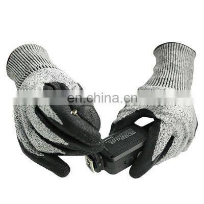 HY 13G Cut Resistant Level 5 Industrial Crinkle Latex Safety Gloves Black Latex Gloves Guanti antitaglio Da Lavoro