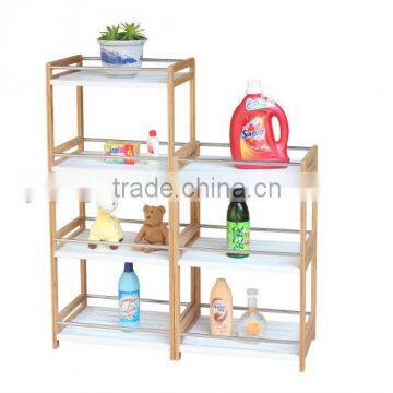 FSC good quality 3-tier white bamboo bathroom shelf