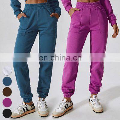 New Fashion Casual Loose Fitting Sports Workout Trousers Custom Logo Jogger Pants Fleece Warmth Sweatpants For Women