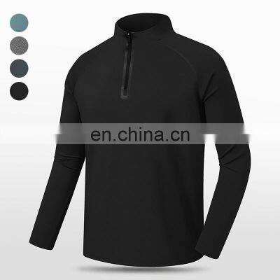 Wholesale Running Wear Sports T-shirt Quick Dry Half Zip High Neck Custom Logo Long Sleeve Workout Fitness Men Gym T Shirt photo-5