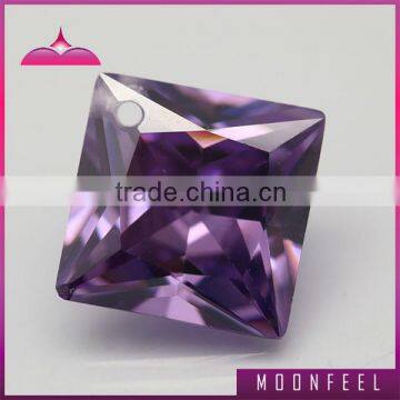 purple square shaped zirconia diamond with hole