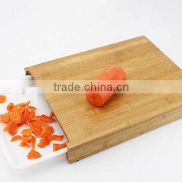 2015 customizable bamboo cutting board with plastic drawer