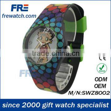 black silicone watch with colored numbers