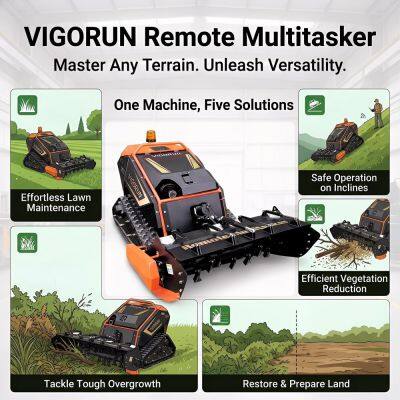Vigorun MTSK1000 Remote Lawn Mower Euro 5/EPA Self-Locking Worm Gear Forstmulcher for Farm & Agriculture