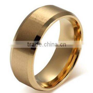 European and China manufacturers wholesale flat matte titanium steel plated 18K gold ring wholesale high end wedding ring