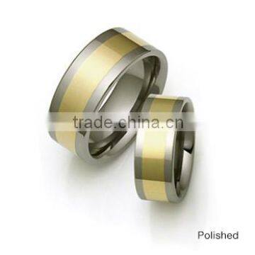 Wholesale Titanium Rings Wide Precious Metal Inlay Titanium Rings