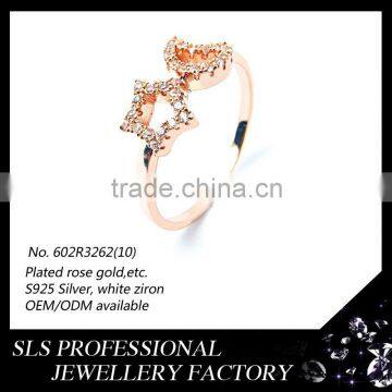 Fashion costume jewelry china wholesale rose gold women ring noon and star ring