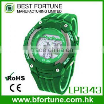 LP1343_GN Rubber Strap Green color Chrono Alarm Date/Day Flashlight Tech Multifunction Digital sport watches made in china