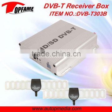 DVB-T303B Car DVB-T TV receiver box with dual antenna HD MPEG4 1080P support speed 180-220km/h