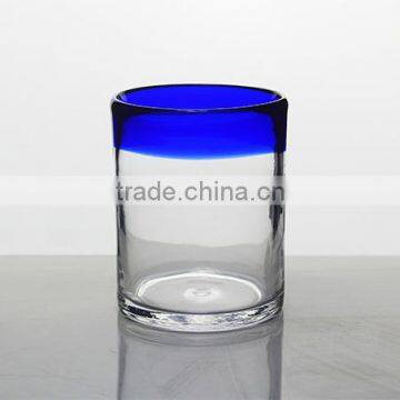 400ML Clear Drinking Glass Cup with Color Rim