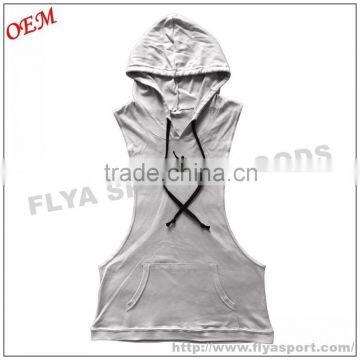 Men's stringer dry fit y back sleeveless hoodie gym deep cut tank top                        
                                                                                Supplier's Choice