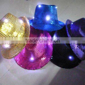 LED shiny paillette cowboy hats