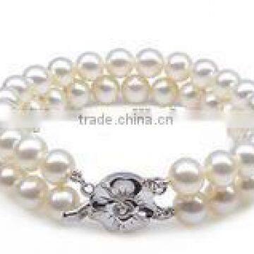 Double Row White Fresh Pearl Beads Bracelet FQ-9112