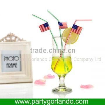 USA Flag Plastic Cocktail Decorative Drinking Straw photo-4